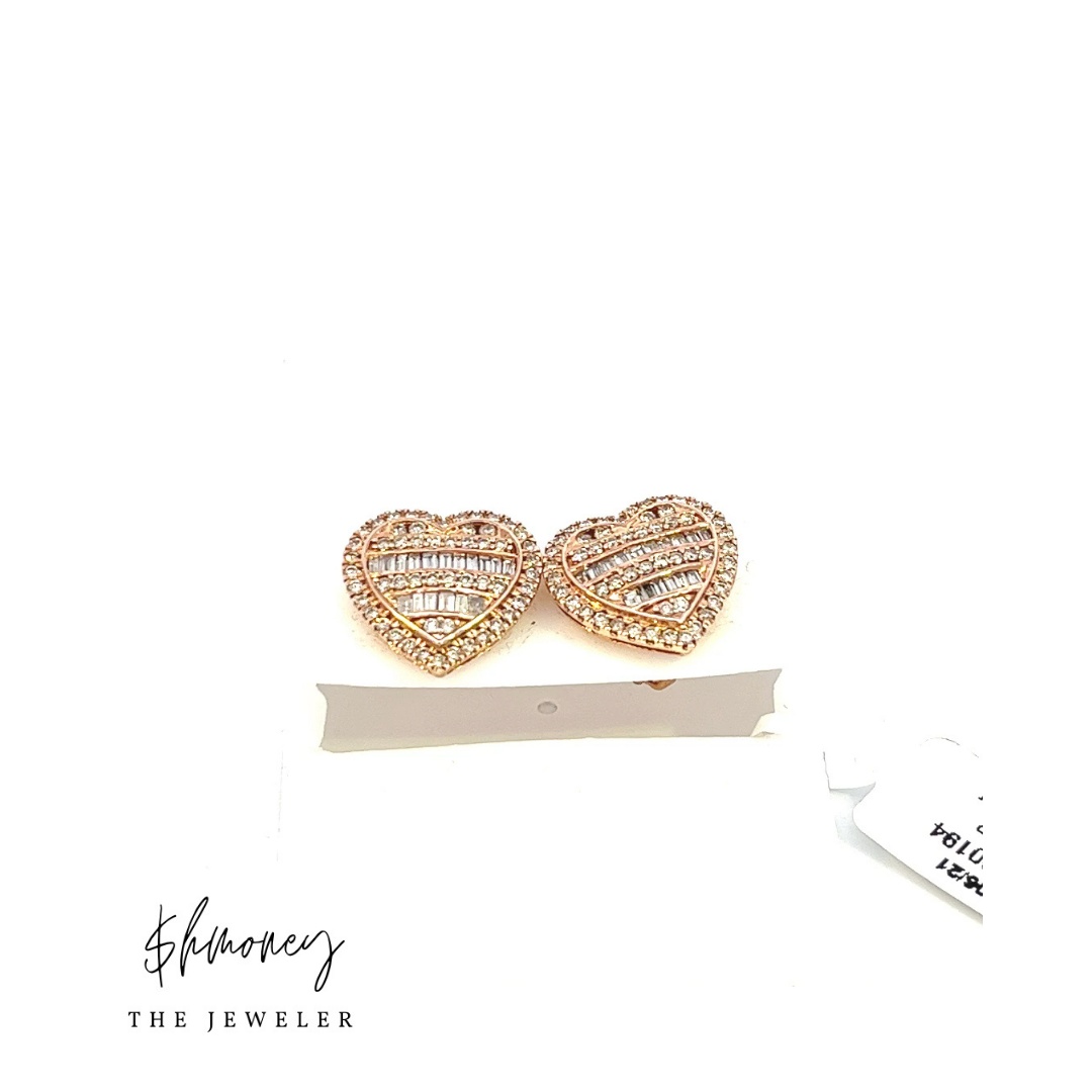 BAGUETTE HEART EARRING - $hmoney The Jeweler