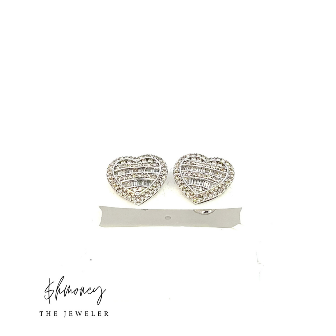 BAGUETTE HEART EARRING - $hmoney The Jeweler