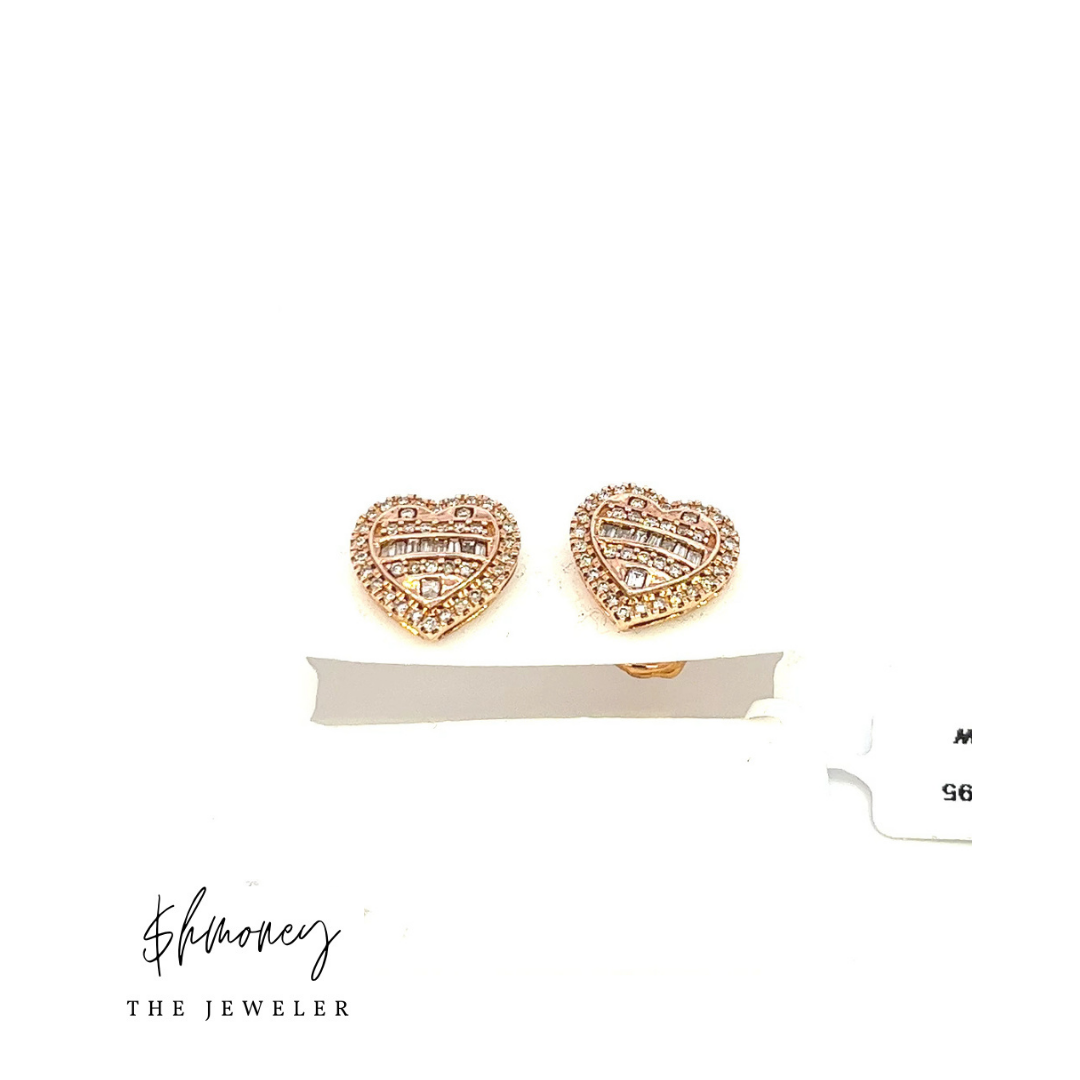 BAGUETTE HEART EARRING - $hmoney The Jeweler