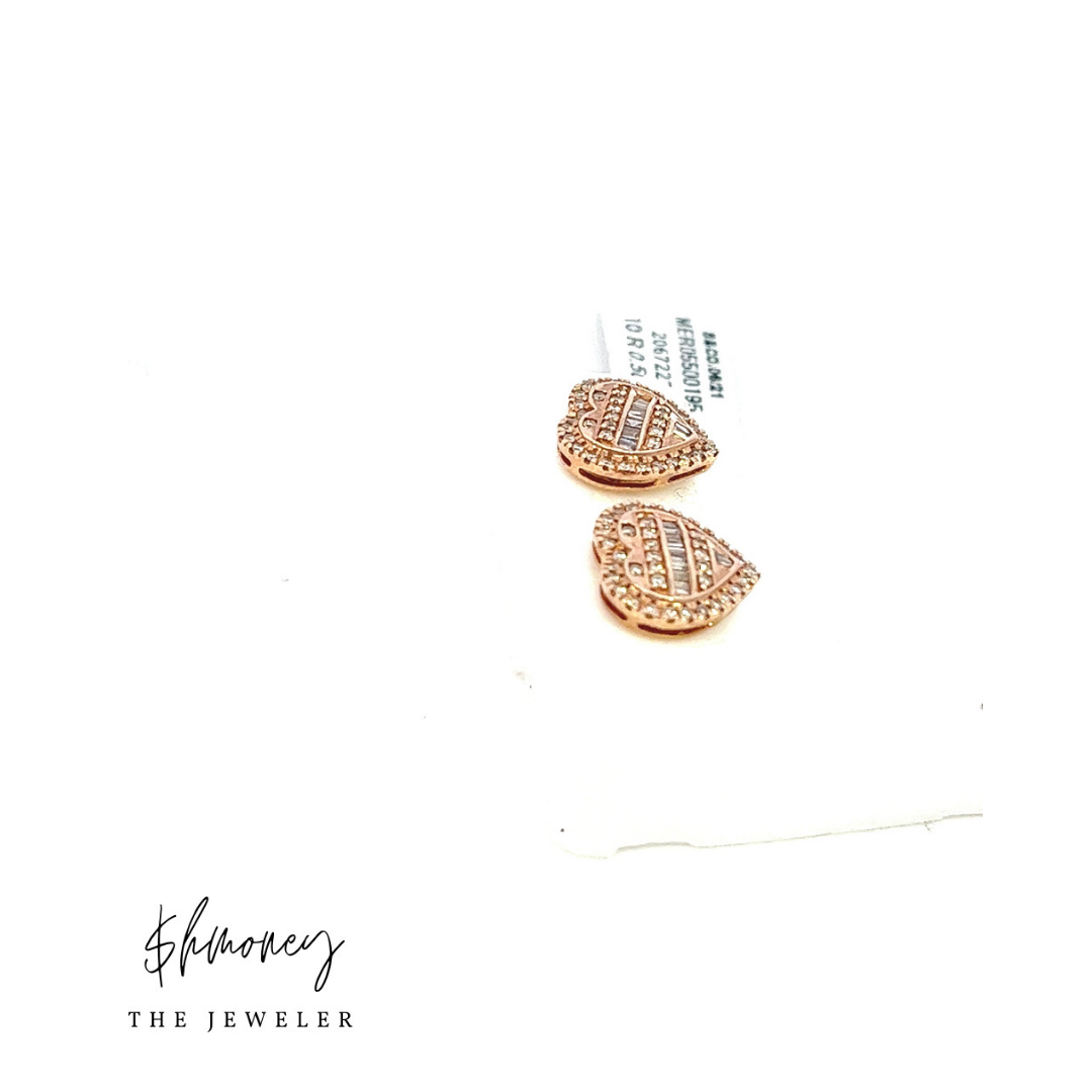 BAGUETTE HEART EARRING - $hmoney The Jeweler