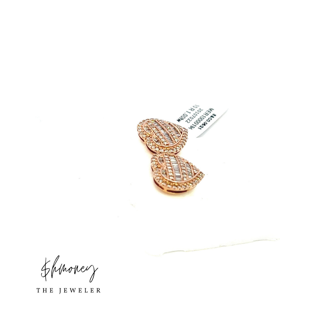 BAGUETTE HEART EARRING - $hmoney The Jeweler