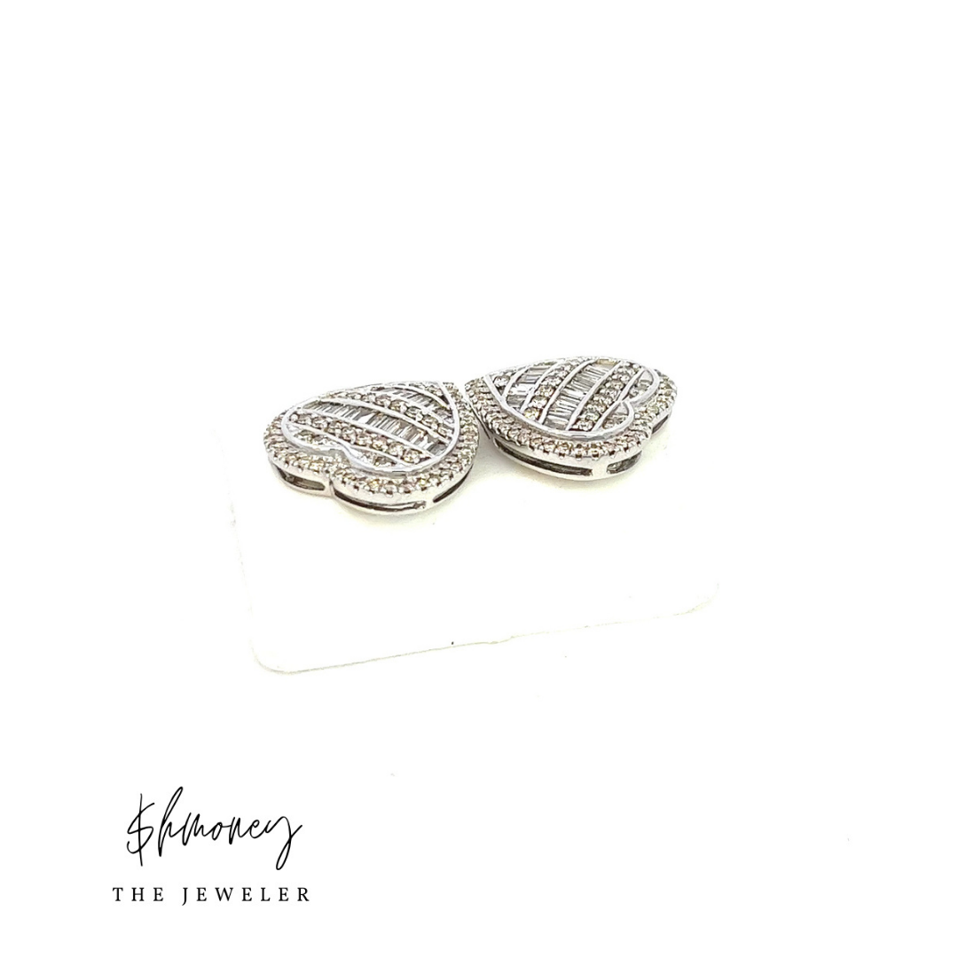 BAGUETTE HEART EARRING - $hmoney The Jeweler